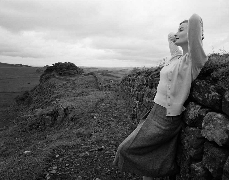 'Knitted in Scotland'. Wenda Parkinson photographed for British Vogue, February 1952.Vintage Silver gelatin print, image size 26 × 21 cm | 10.2 × 8.3 inches.Price upon request.© Norman Parkinson Ltd/Courtesy Norman Parkinson Archive.
 