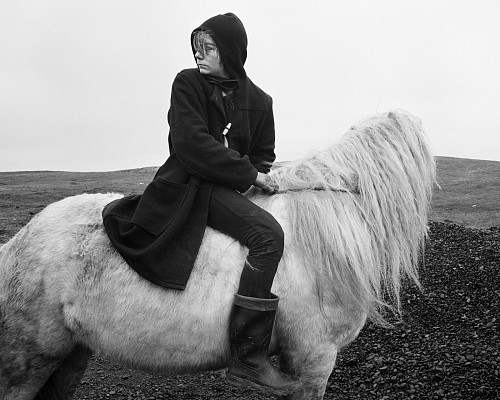 ‘Boo’ on a horse, Seacoal Camp, Lynemouth, Northumbria, 1984 © Chris Killip Photography Trust/Magnum Photos